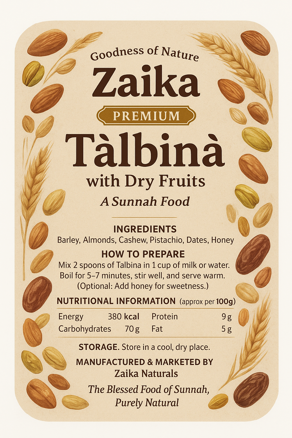Zaika Premium Tàlbina with Dry Fruits: A Wholesome Sunnah Food for Natural Vitality